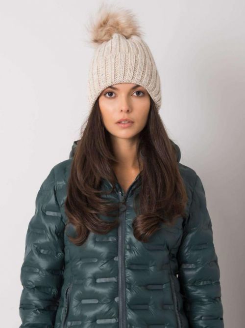 Béžová izolovaná čiapka s aplikáciami ONE SIZE