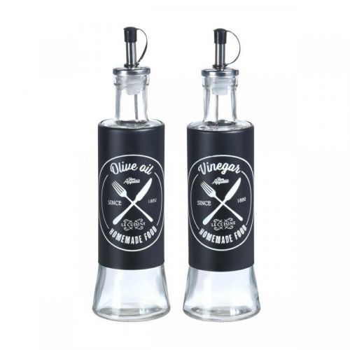 Sada skleněných láhví na olej a ocet 2x300 ml černá
