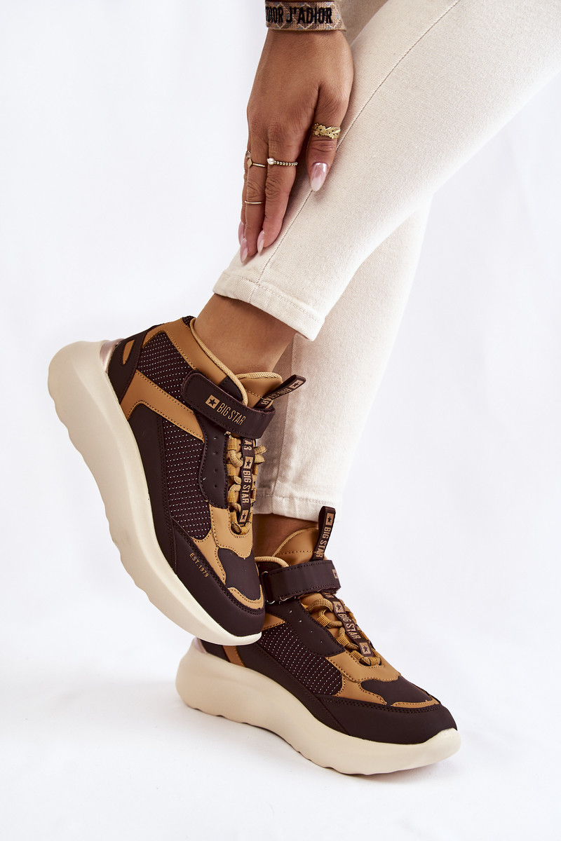 Bordovo-oranžové dámske športové tenisky Memory Foam System Big Star - 36