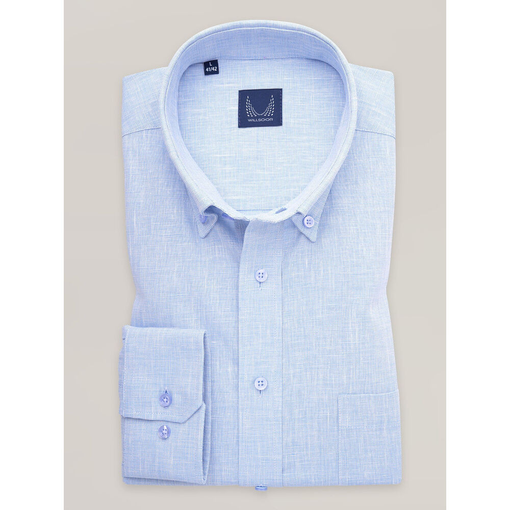 Pánska košeľa slim fit svetlomodrá s prímesou ľanu 16860