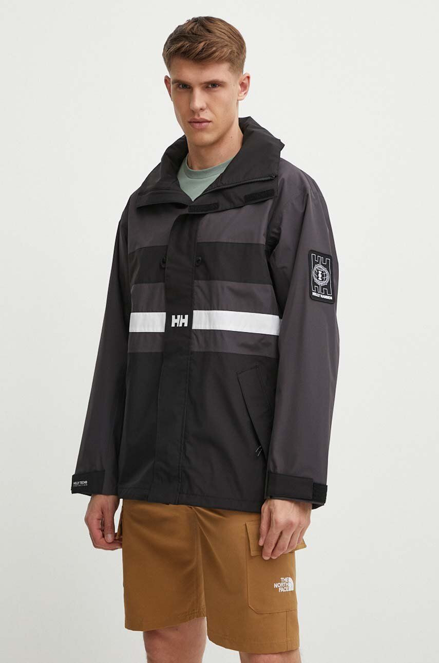 Bunda Helly Hansen čierna farba, prechodná, oversize