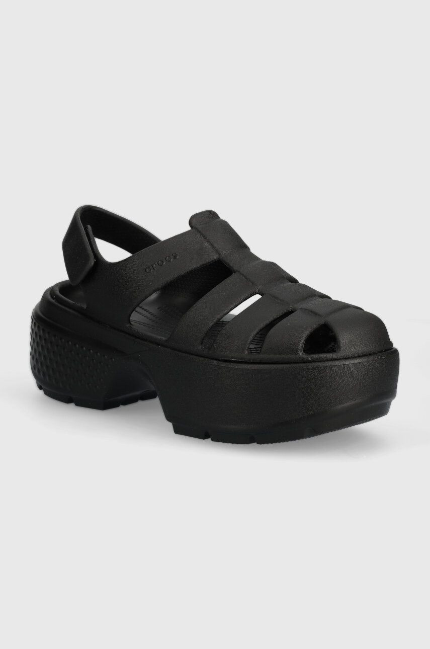 Sandále Crocs Stomp Fisherman Sandal dámske, čierna farba, na platforme, 209938