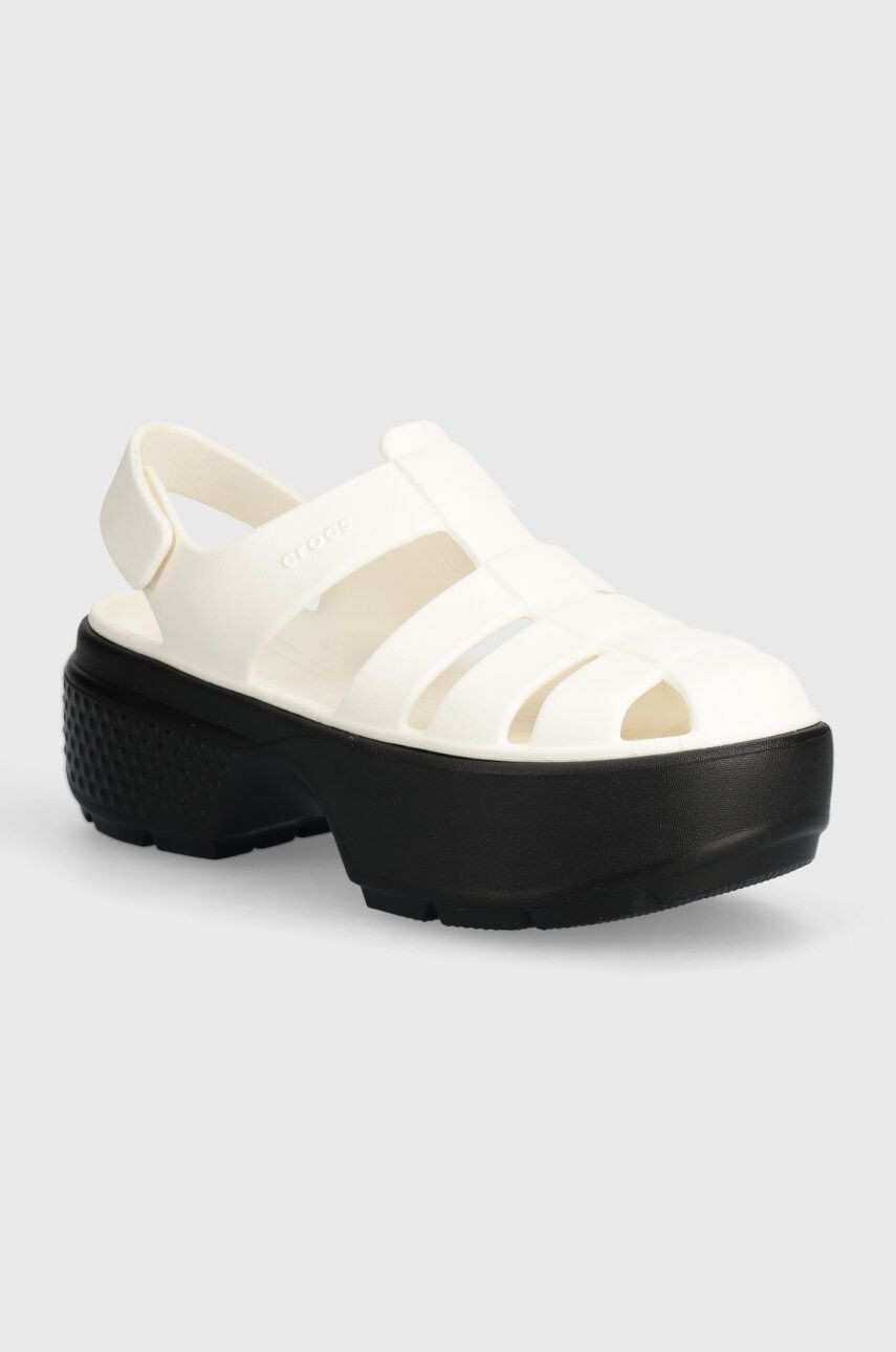 Sandále Crocs Stomp Fisherman Sandal dámske, biela farba, na platforme, 209938