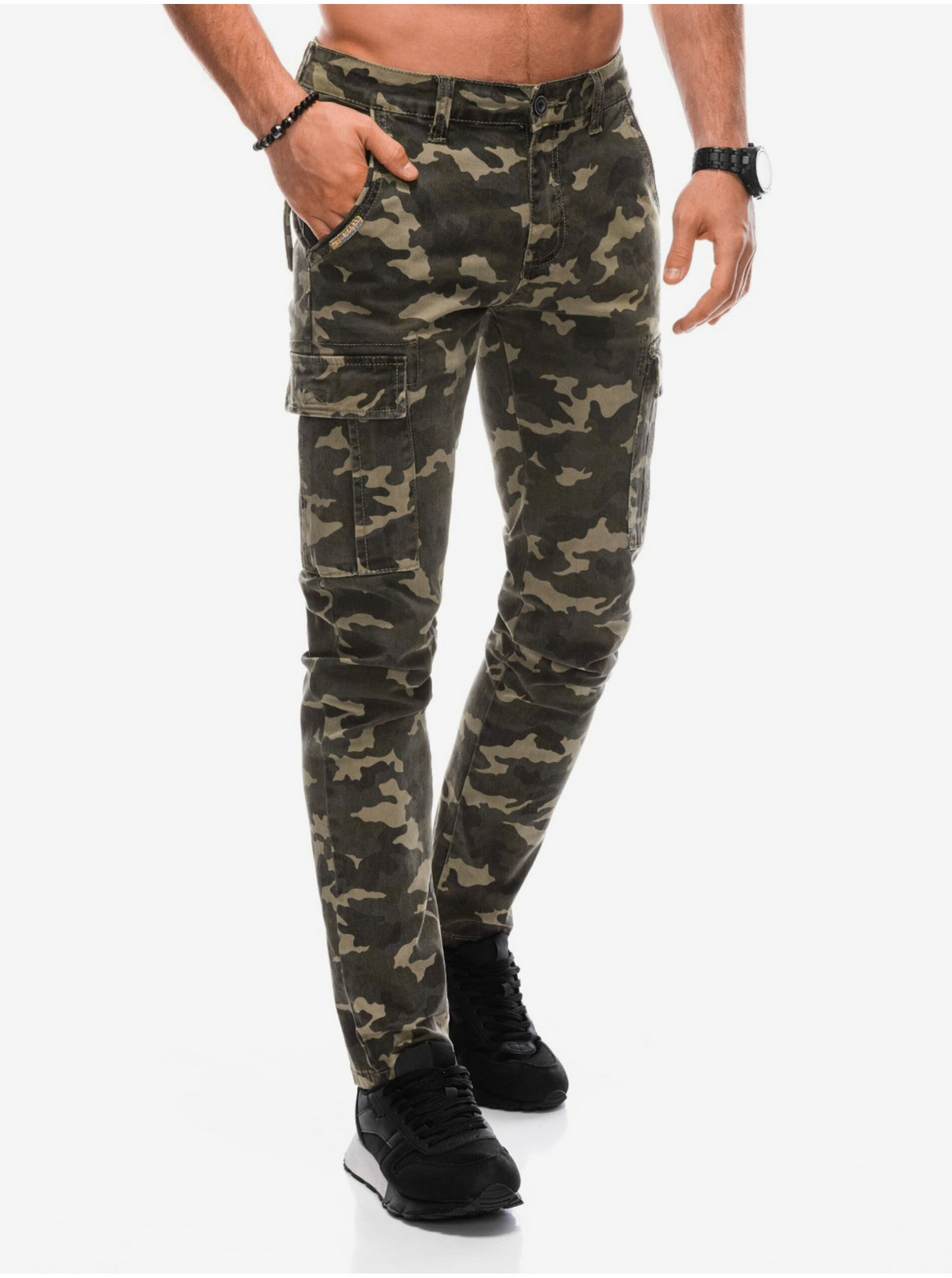 Kaki pánske army cargo nohavice Edoti