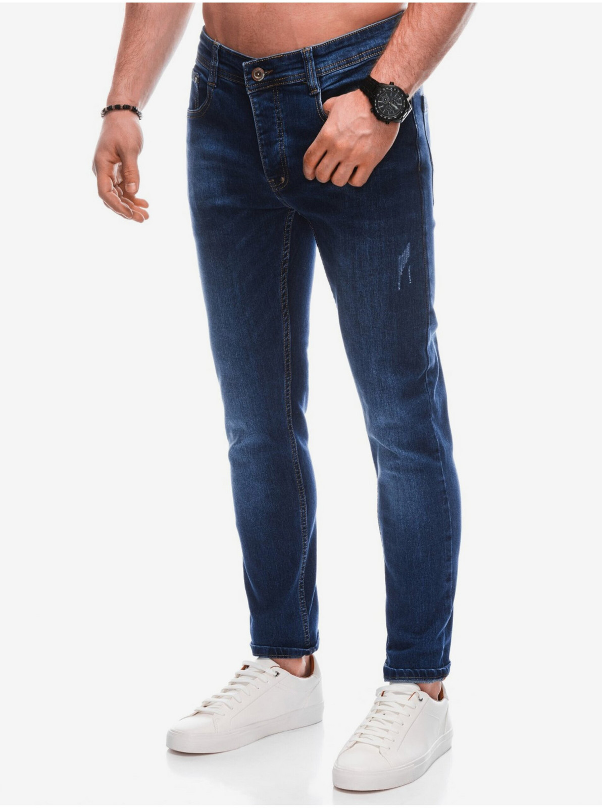 Tmavomodré pánske slim fit džínsy Edoti