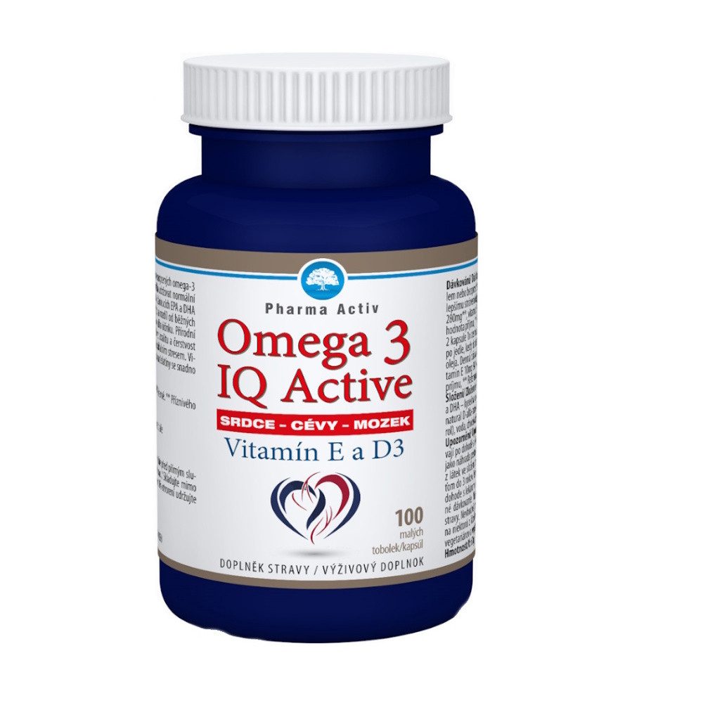 PHARMA ACTIV Omega 3 IQ activ vitamín E a D3 100 kapsúl