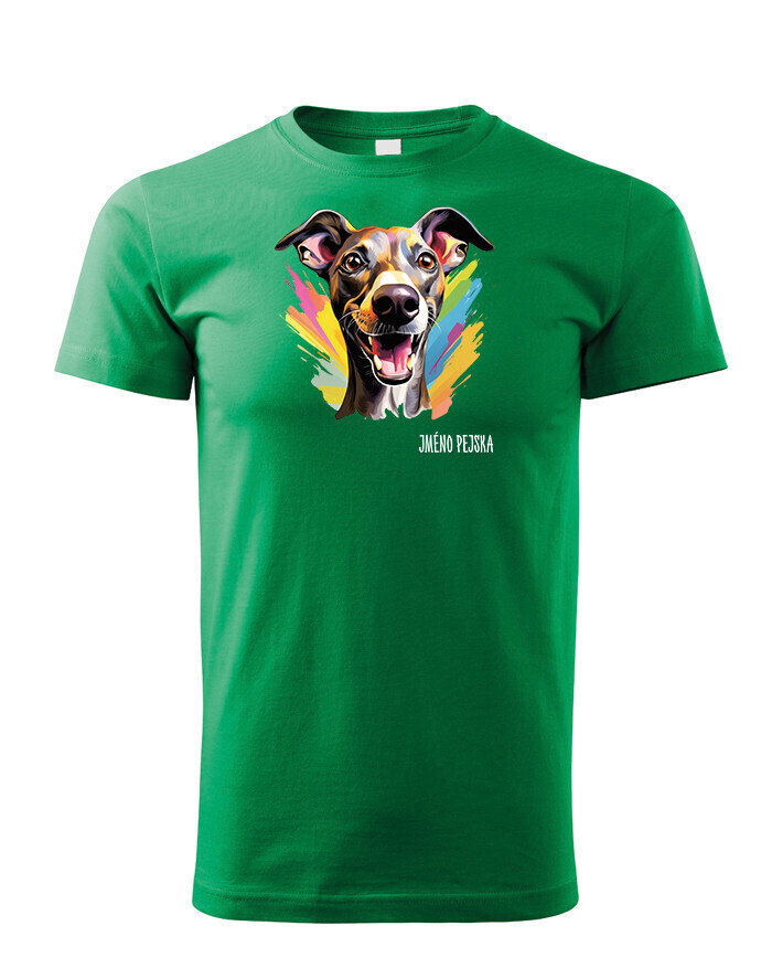 Detské tričko s potlačou plemena Taliansky chrtík s voliteľným menom