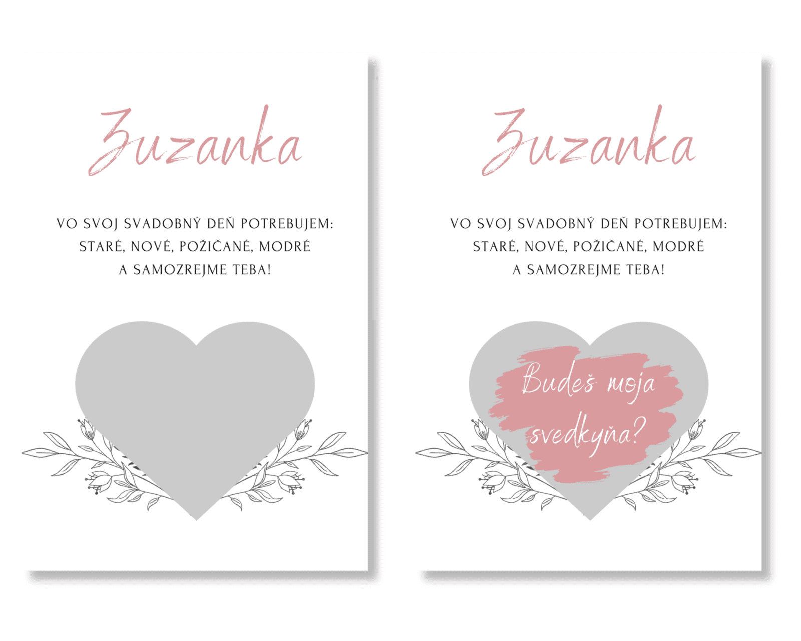 Personal Stierací žreb pre svedkyňu  - Minimalist Floral Farba: ružovo-zlatá
