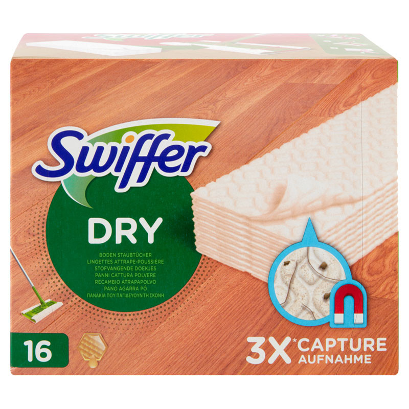 Swiffer DRY prachovky na podlahu zachycující prach na drevo a laminátové podlahy 16 ks