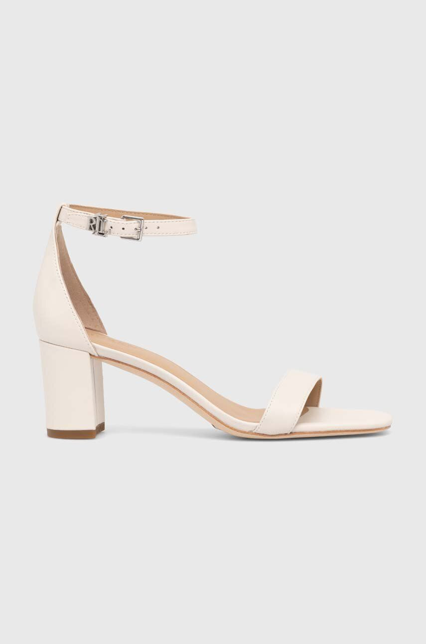 Kožené sandále Lauren Ralph Lauren Logan béžová farba, 802935561001