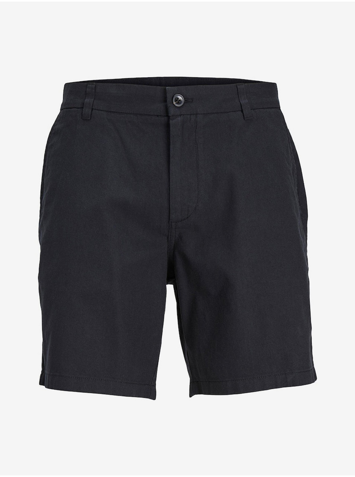 Čierne pánske chino kraťasy s prímesou ľanu Jack & Jones Ace