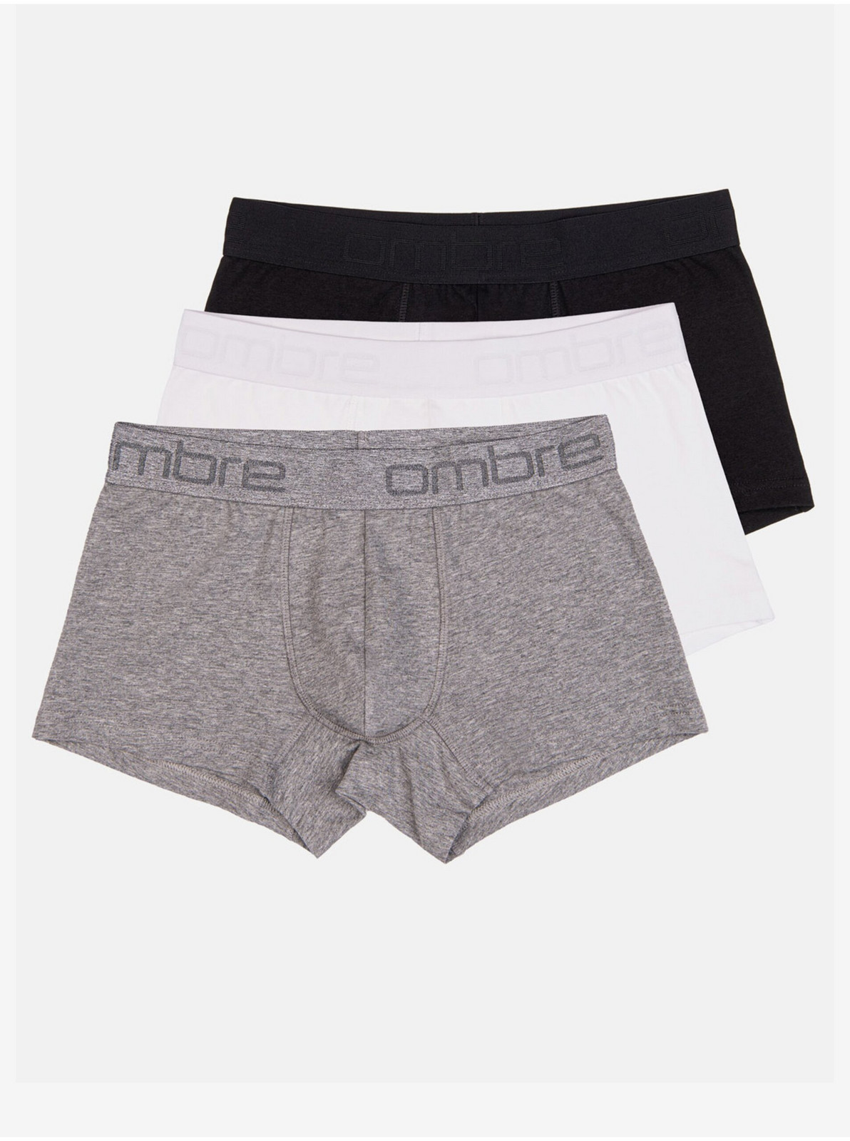 Sada troch pánskych boxeriek v sivej, bielej a čiernej farbe Ombre Clothing
