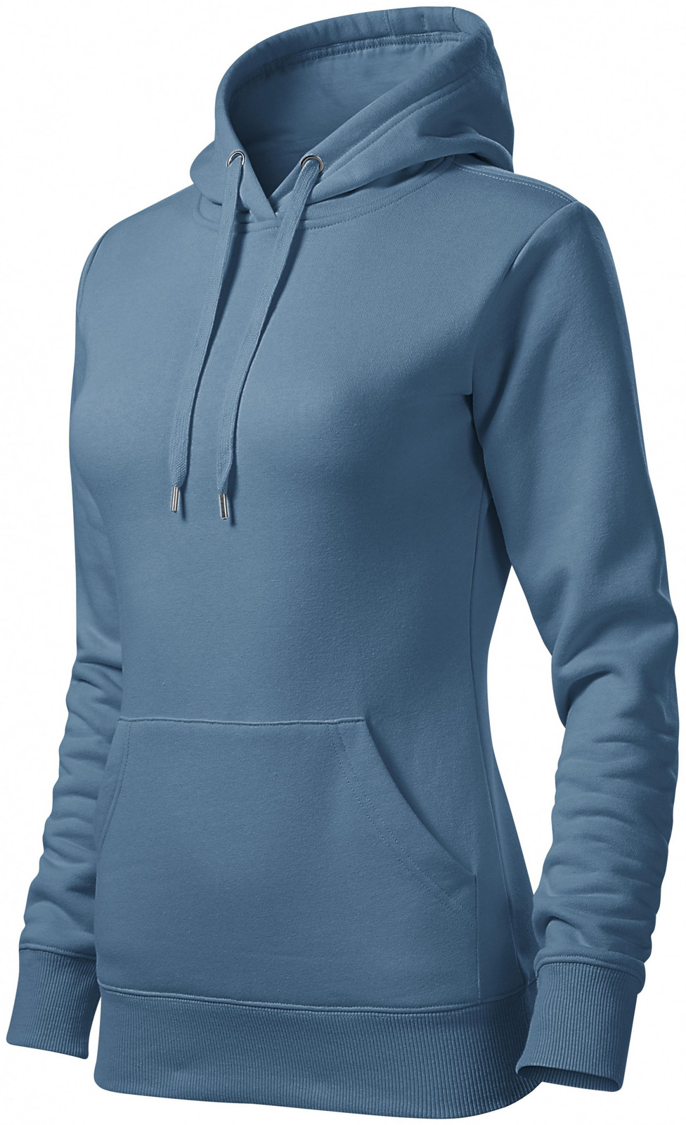 Dámska mikina bez zipsu s kapucňou, denim, XS