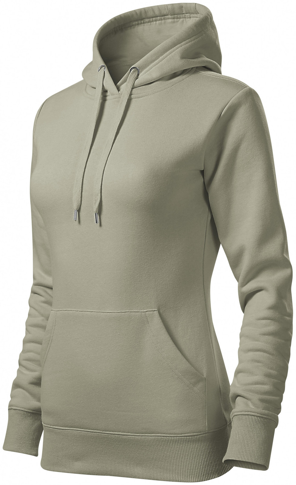 Dámska mikina bez zipsu s kapucňou, svetlá khaki, XS