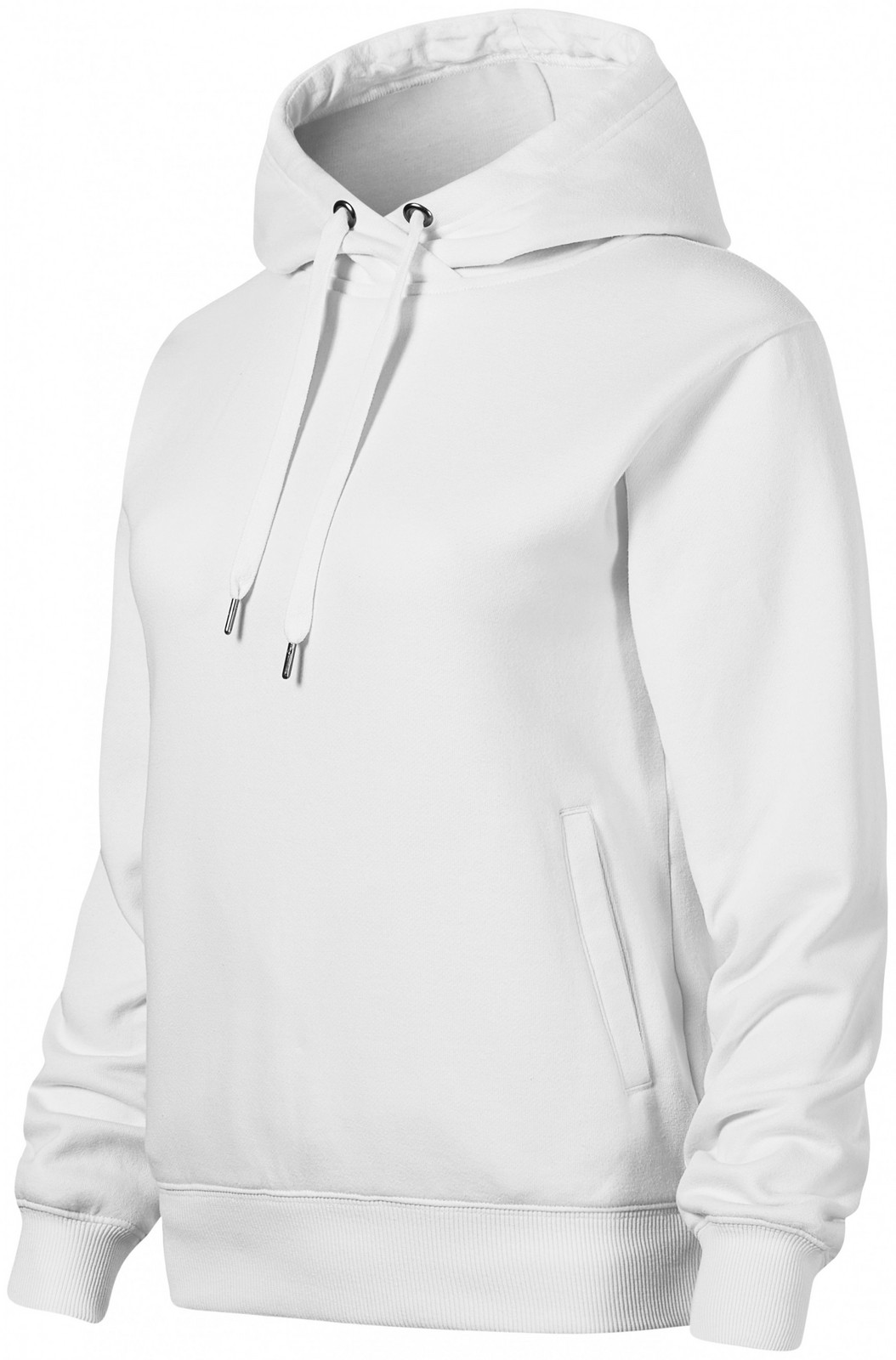 Pohodlná dámska mikina s kapucňou, biela, XS