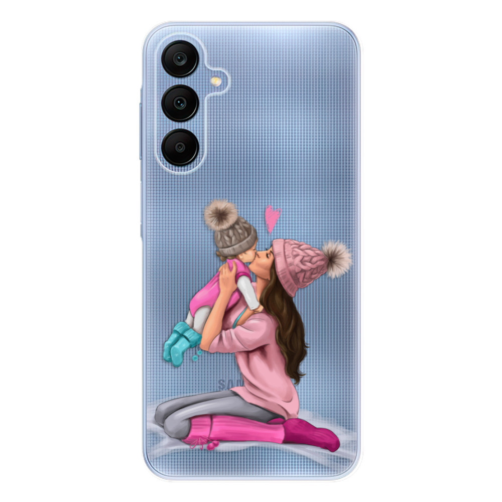 Odolné silikónové puzdro iSaprio - Kissing Mom - Brunette and Girl - Samsung Galaxy A25 5G