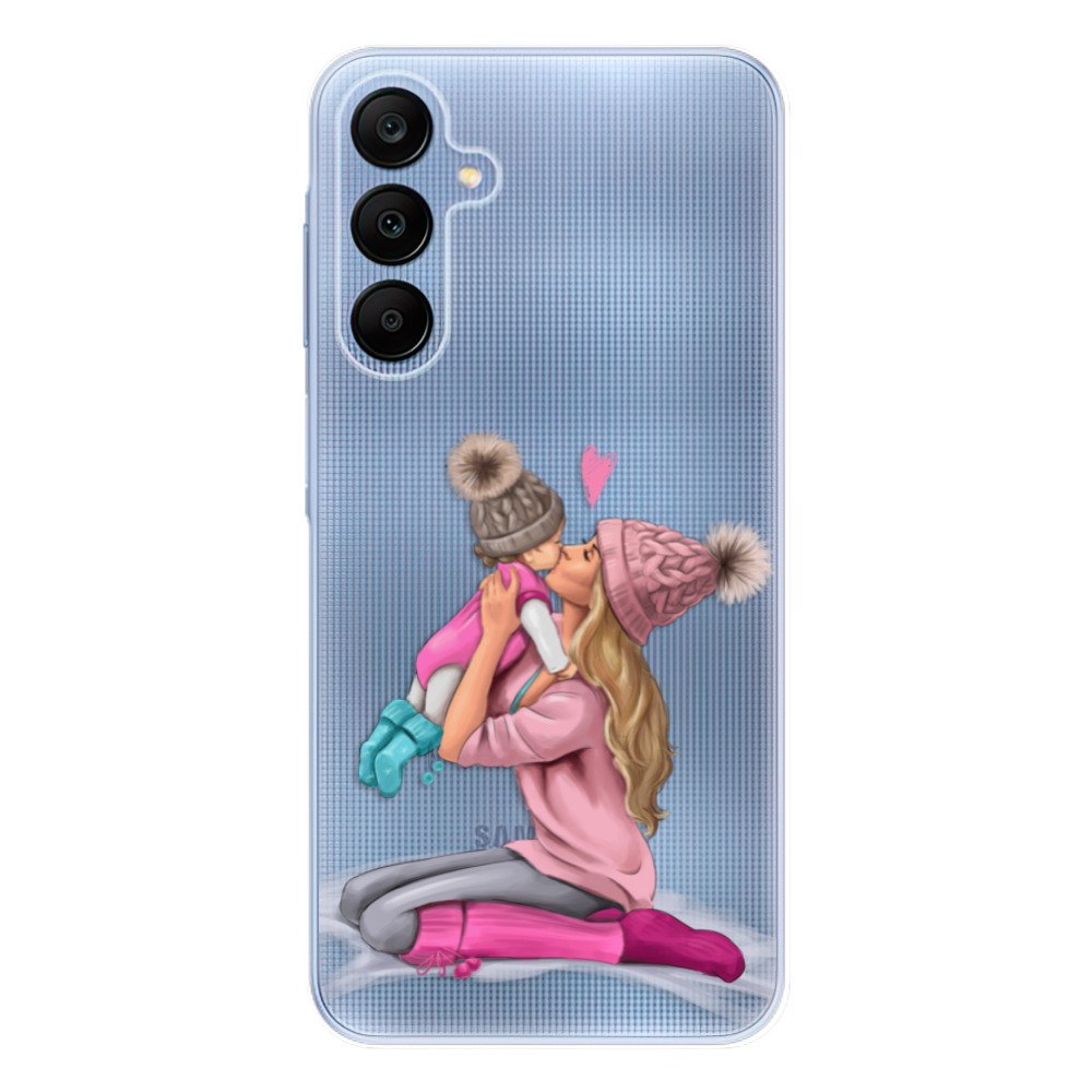 Odolné silikónové puzdro iSaprio - Kissing Mom - Blond and Girl - Samsung Galaxy A25 5G