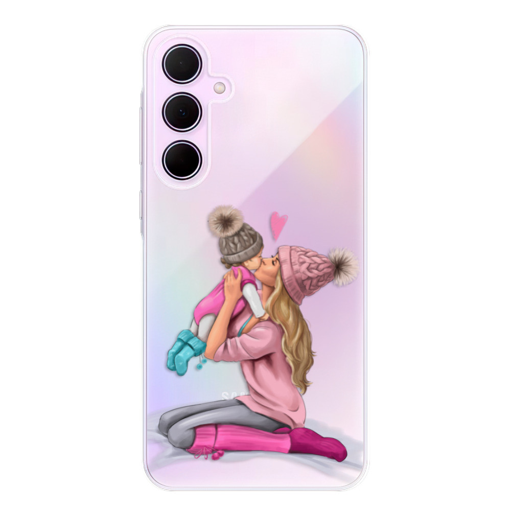 Odolné silikónové puzdro iSaprio - Kissing Mom - Blond and Girl - Samsung Galaxy A35 5G
