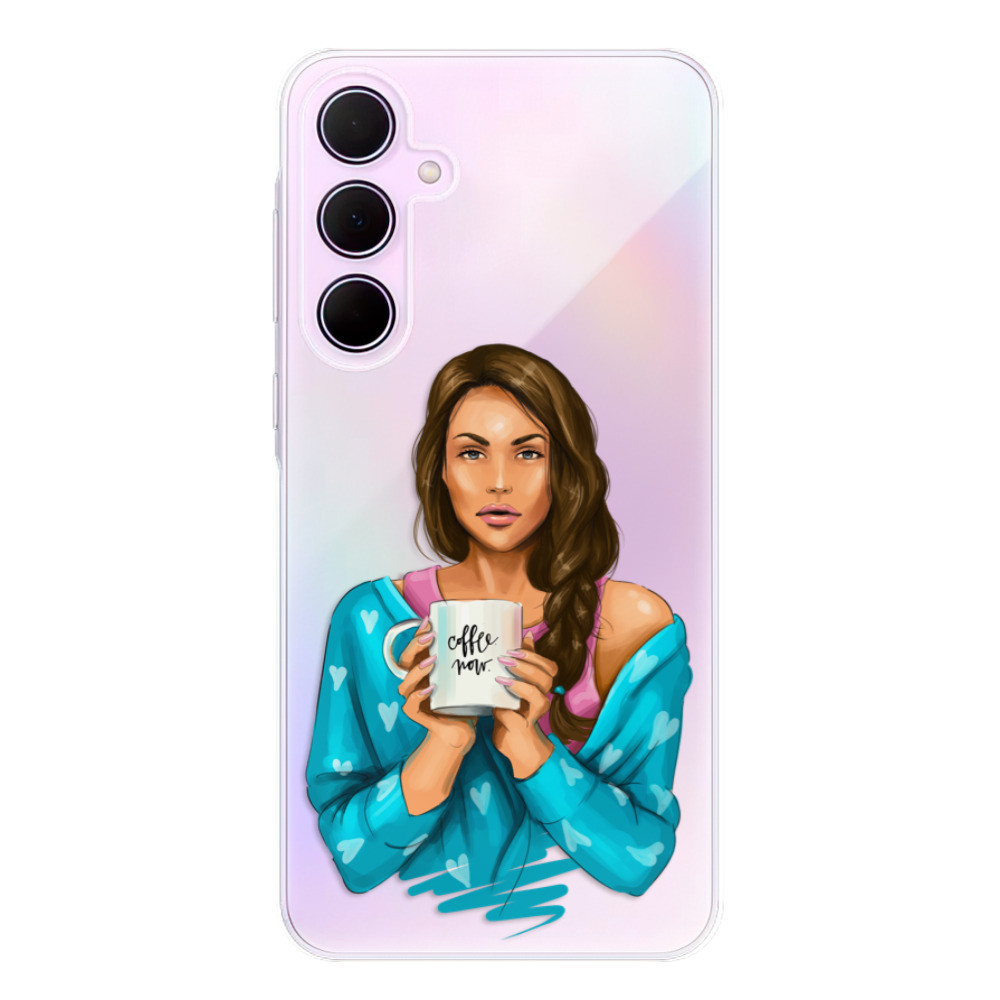 Odolné silikónové puzdro iSaprio - Coffe Now - Brunette - Samsung Galaxy A55 5G