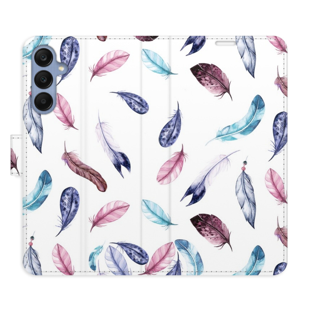 Flipové puzdro iSaprio - Colorful Feathers - Samsung Galaxy A25 5G