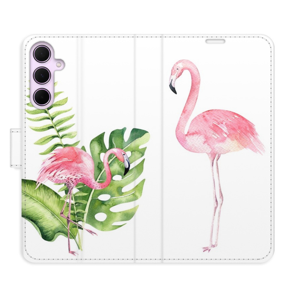 Flipové puzdro iSaprio - Flamingos - Samsung Galaxy A35 5G