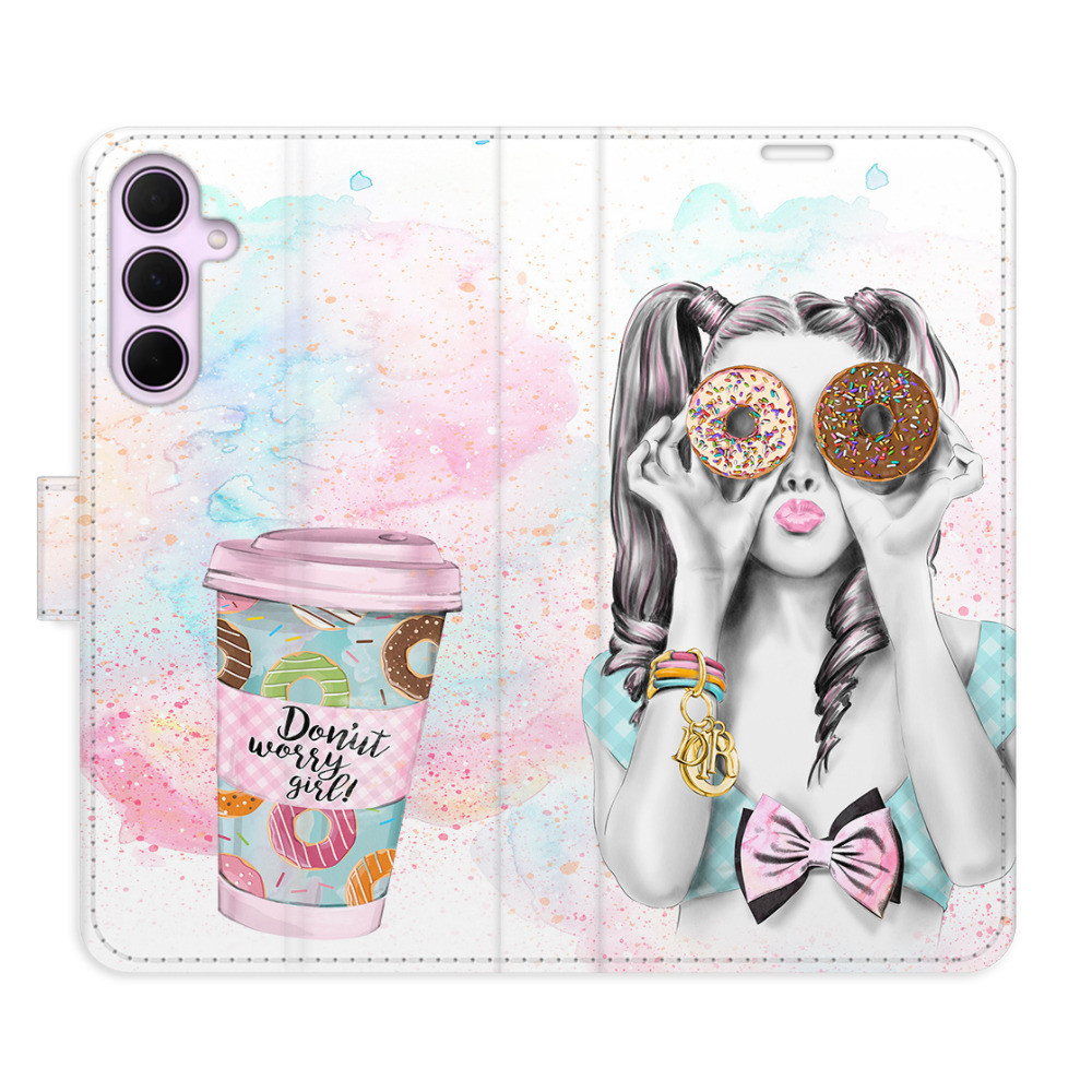 Flipové puzdro iSaprio - Donut Worry Girl - Samsung Galaxy A35 5G