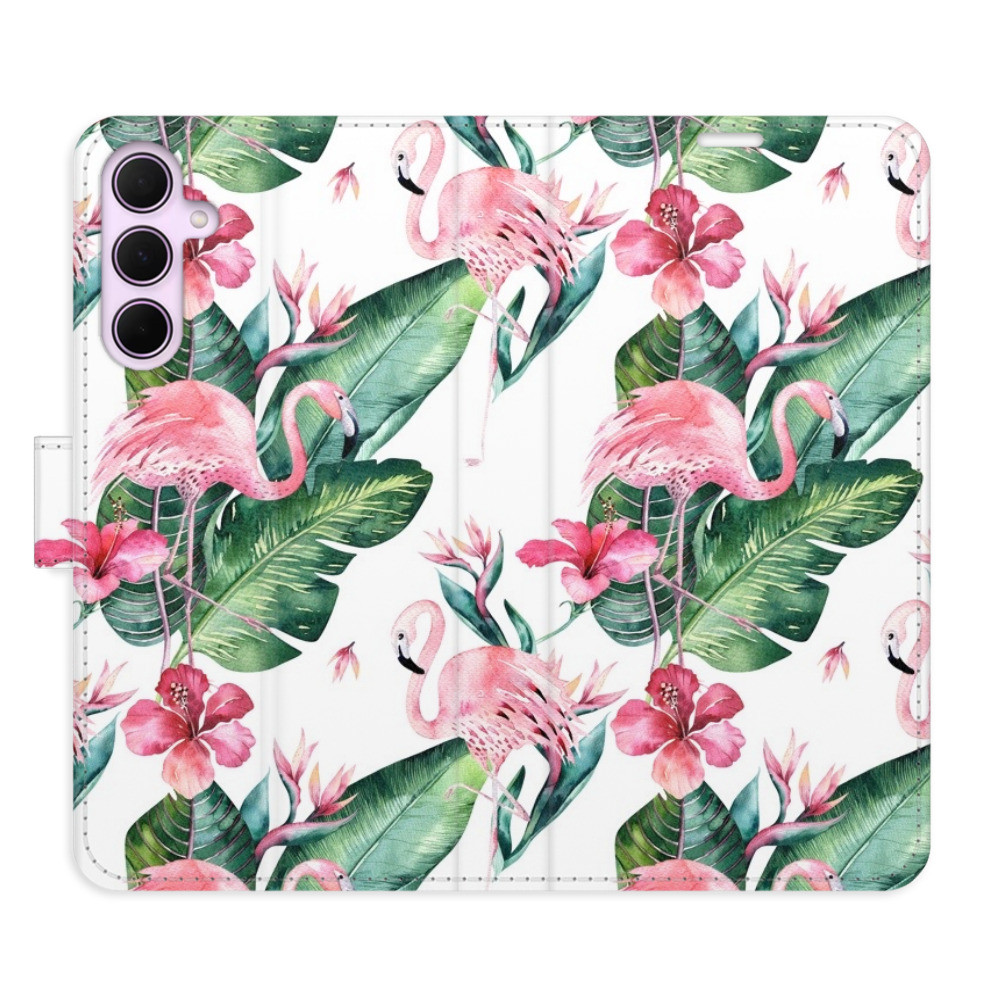 Flipové puzdro iSaprio - Flamingos Pattern - Samsung Galaxy A55 5G