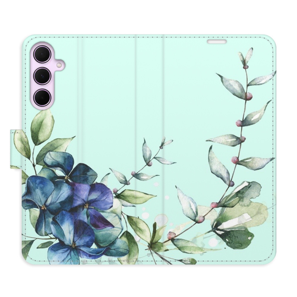 Flipové puzdro iSaprio - Blue Flowers - Samsung Galaxy A55 5G