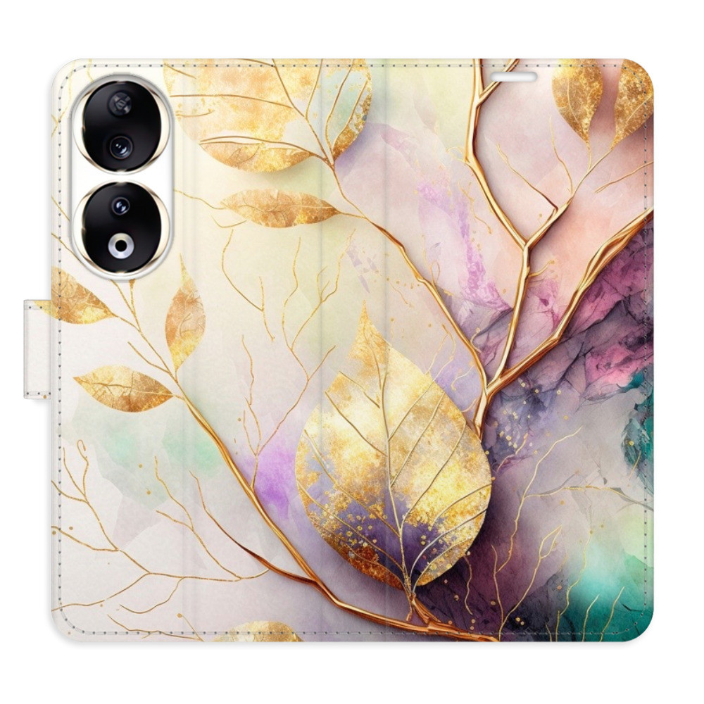Flipové puzdro iSaprio - Gold Leaves 02 - Honor 90 5G