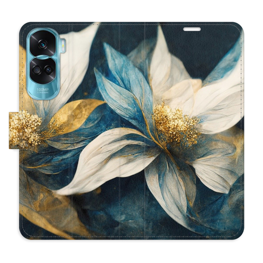 Flipové puzdro iSaprio - Gold Flowers - Honor 90 Lite 5G