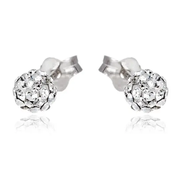 Strieborné náušnice 925 - trblietavá číra zirkónová gulička, 4 mm
