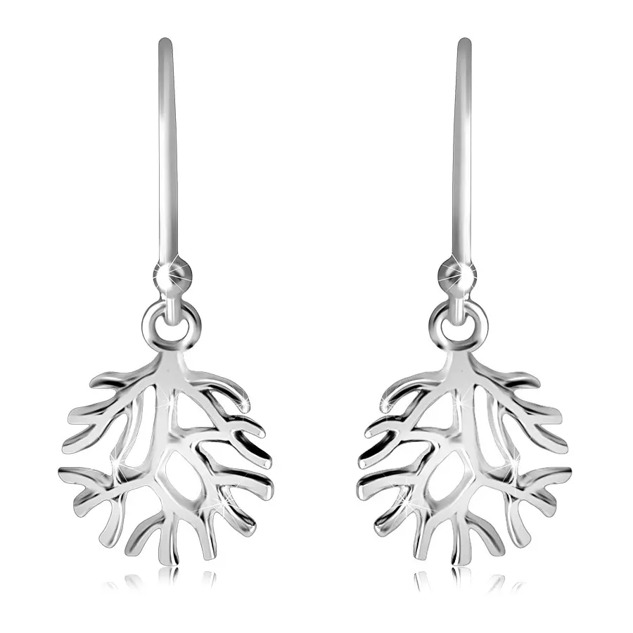 Strieborné 925 náušnice - rozvetvené korene stromu, jemná patina, afroháčiky