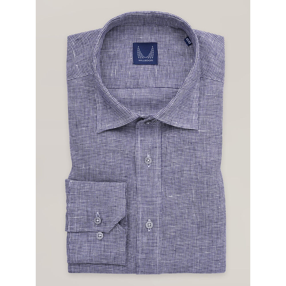 Pánska košeľa slim fit s modro-bielym vzorom kohútej stopy 16890