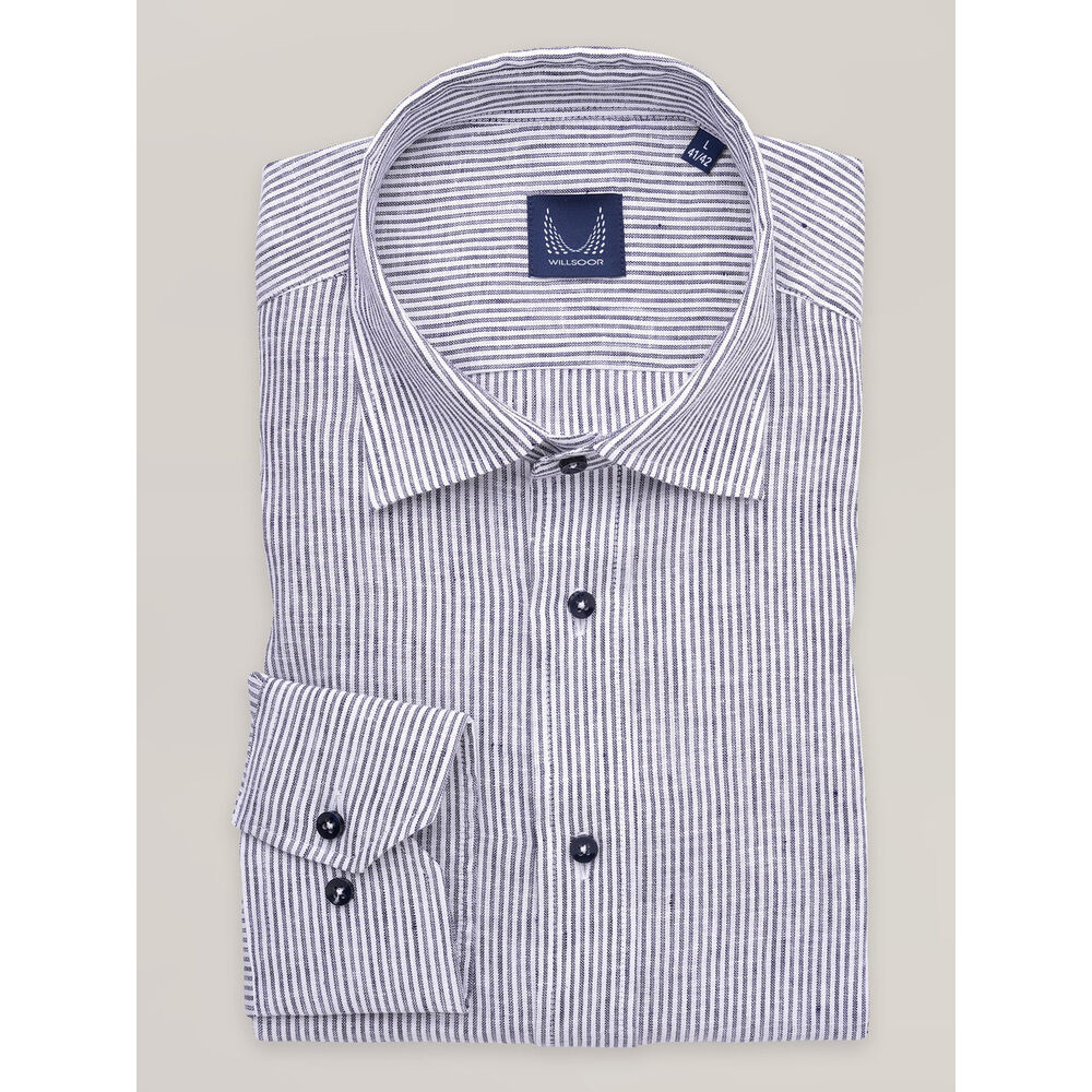 Pánska košeľa slim fit s modro-bielym pruhovaným vzorom 6892