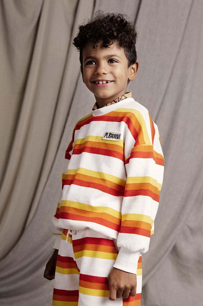 Detské bavlnené šortky Mini Rodini Stripe oranžová farba, vzorované
