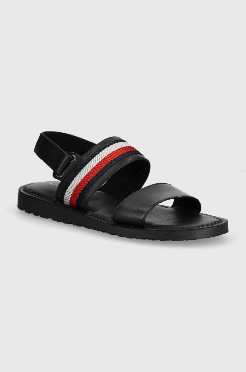 Sandále Tommy Hilfiger CORE LTH STRAPPY SANDAL pánske, čierna farba, FM0FM05009