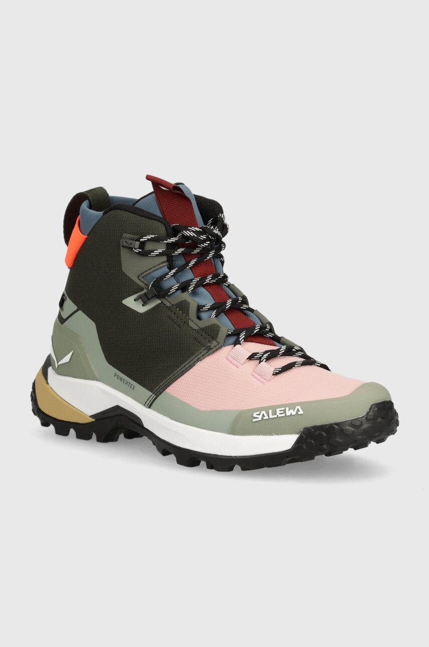 Topánky Salewa Puez Mid Powertex dámske, zelená farba, 00-0000061439