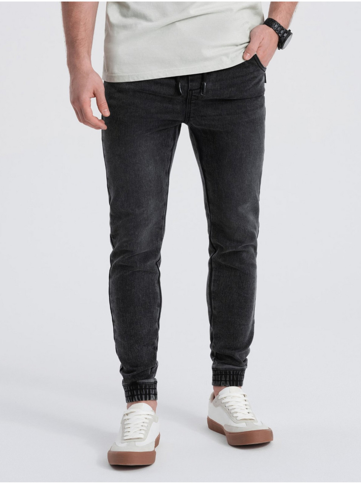 Tmavosivé pánske slim fit rifle Ombre Clothing