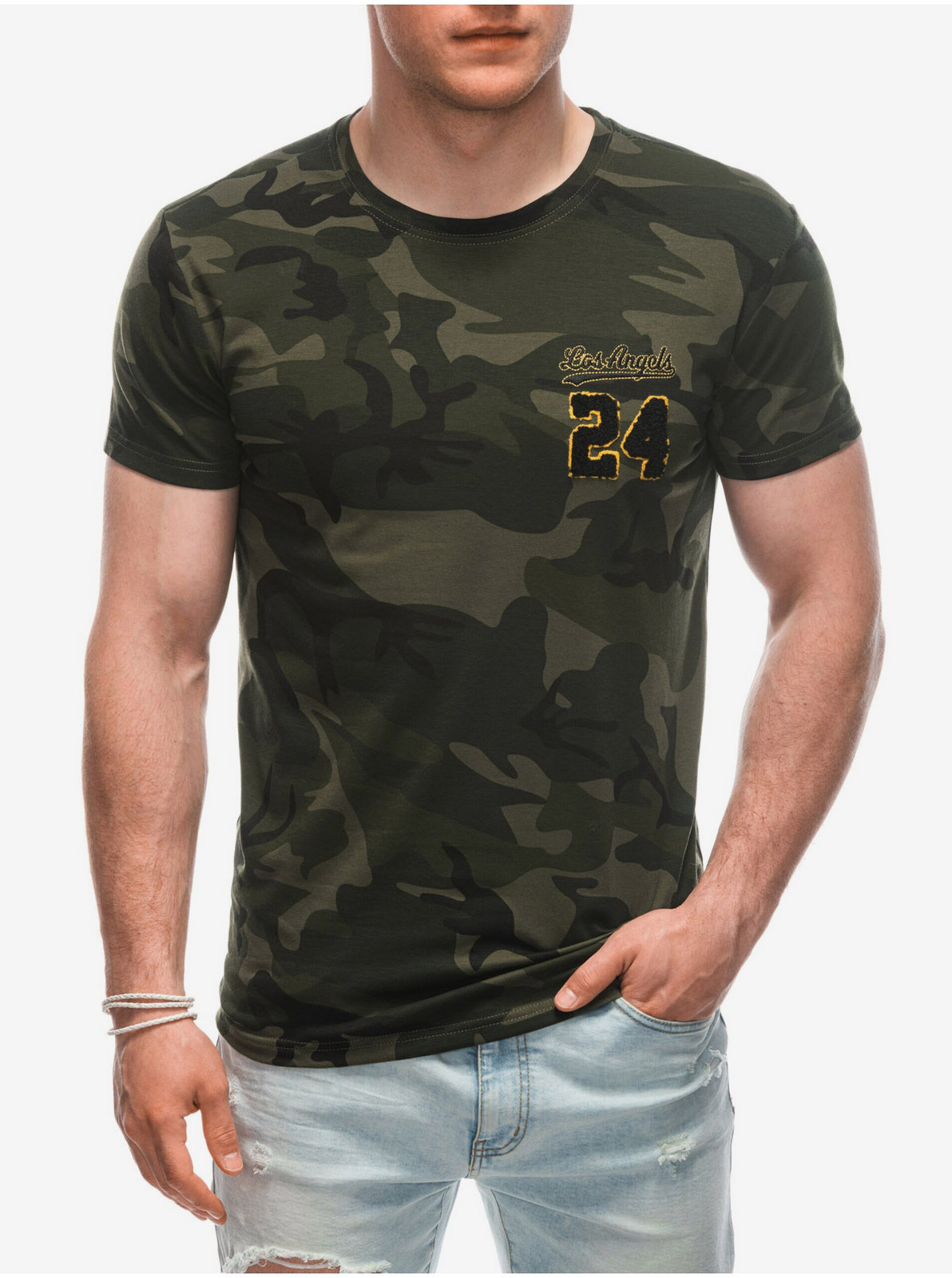 Tmavo zelené pánske army tričko Edoti