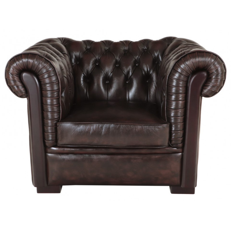 indickynabytok.sk - Pohovka jednomiestna Chesterfield Tiffy z pravej hovädzej kože Brown
