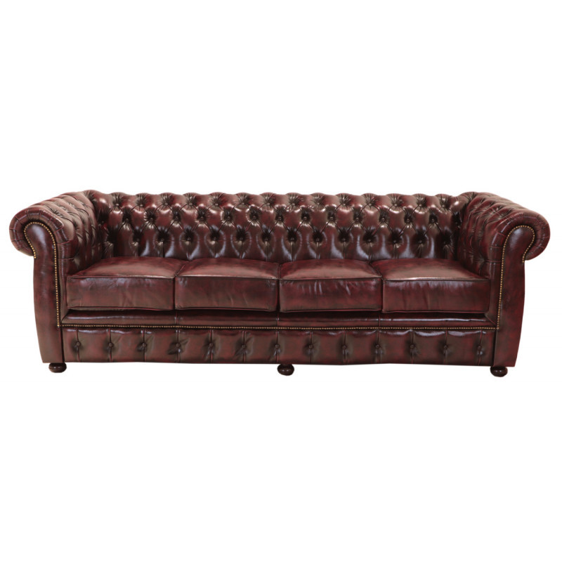 indickynabytok.sk - Pohovka štvormiestna Chesterfield Liverpool z pravej hovädzej kože New Red