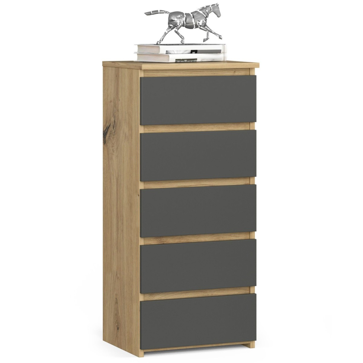 Komoda CL5  s 5 zásuvkami 92 cm dub artisan/šedá