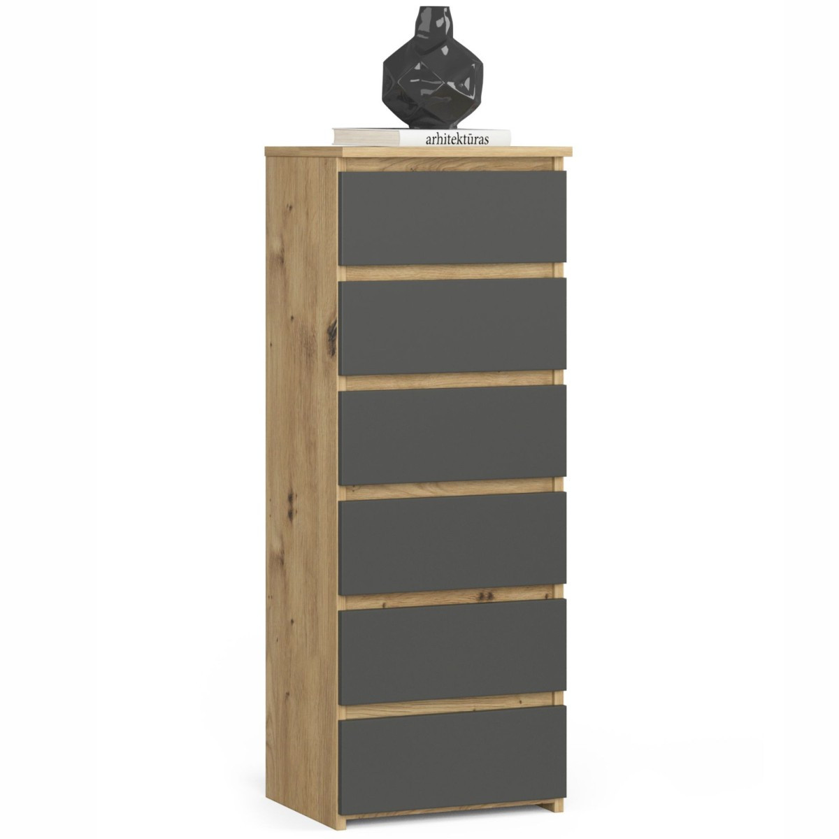 Komoda CL6 s 6 zásuvkami 109 cm dub artisan/šedá