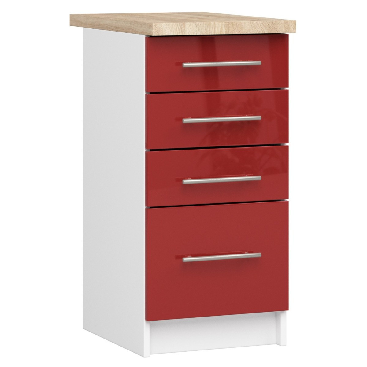 Kuchyňská skříňka Olivie S 40 cm 4S lesklá bílá/červená