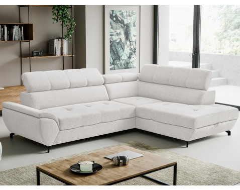 Rohová sedacia súprava Mario, svetlo šedá látka, pravý roh%