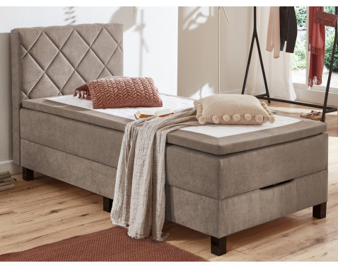 Posteľ Jeff 100x200 cm, svetlohnedá látka%