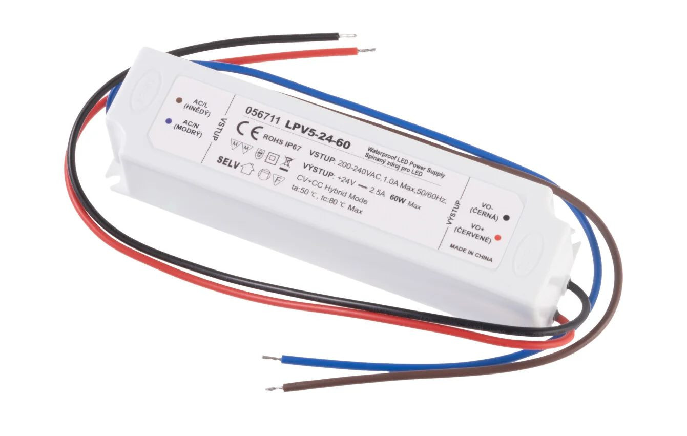 T-LED LED zdroj (trafo) hybrid CV+CC 24V 60W IP67