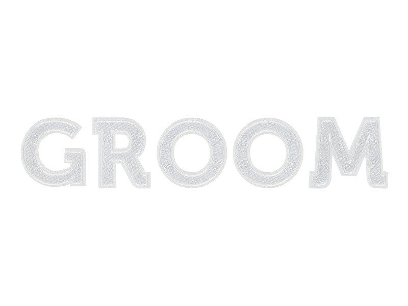 PartyDeco Nažehľovačka - Groom biela 30 x 6 cm