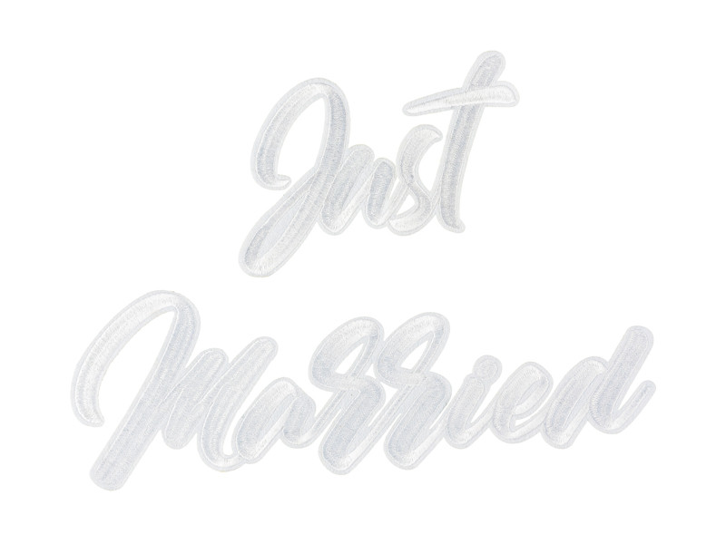 PartyDeco Nažehľovačka - Just Married biela