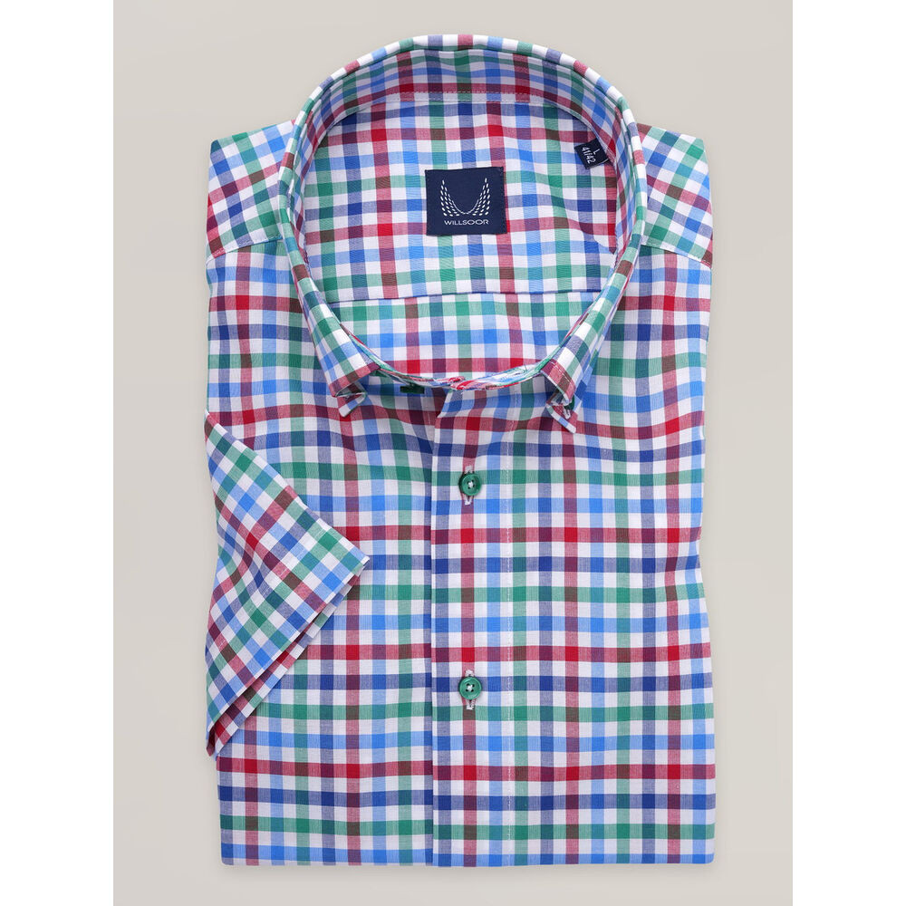 Pánska bavlnená košeľa slim fit s farebným károvaným vzorom 16904